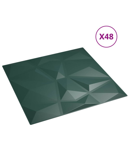 Pannelli da parete 48 pcs Verde 50 x 50 cm Schiuma XPS