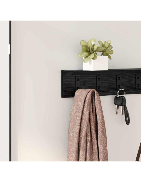 Appendiabiti a muro Rovere Nero 80 x 10,5 x 10,5 cm