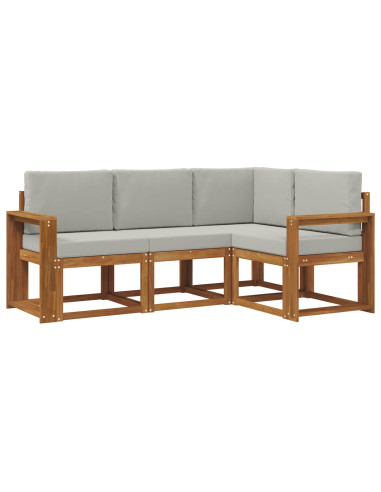 Set di divani da esterno 4 pcs Grigio Naturale e Chiaro