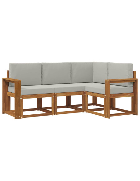 Set di divani da esterno 4 pcs Grigio Naturale e Chiaro