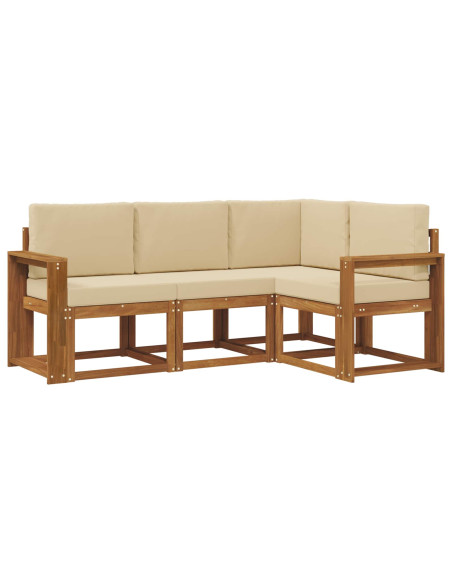 Set di divani da esterno con cuscino 4 pcs Naturale e Beige
