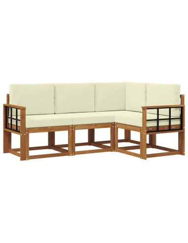 Set di divani da esterno con cuscino 4 pcs Naturale e Crema
