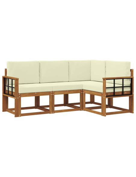 Set di divani da esterno con cuscino 4 pcs Naturale e Crema