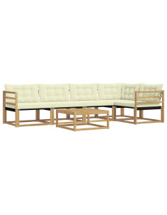 Set di divani da esterno 6 pcs Bianco e Crema 79 x 79 x 37 cm 2