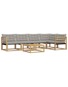 Set di divani da esterno 6 pcs Bianco e Grigio Chiaro 2