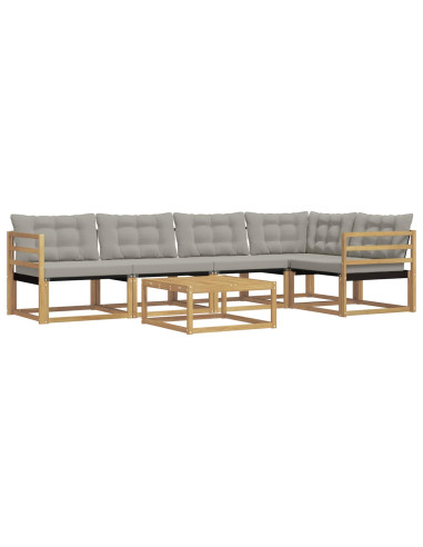 Set di divani da esterno 6 pcs Bianco e Grigio Chiaro