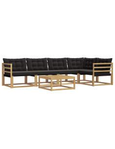 Set di divani da esterno 6 pcs Bianco e Nero 79 x 79 x 37 cm 2