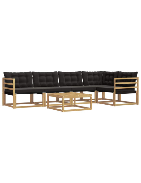 Set di divani da esterno 6 pcs Bianco e Nero 79 x 79 x 37 cm