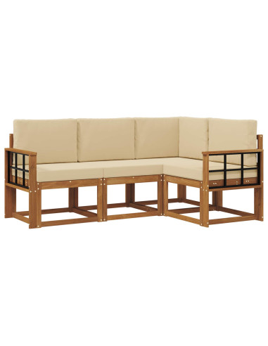 Set di divani da esterno con cuscino 4 pcs Naturale e Beige