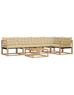 Set di divani da esterno 6 pcs Bianco e Beige 79 x 79 x 37 cm 2