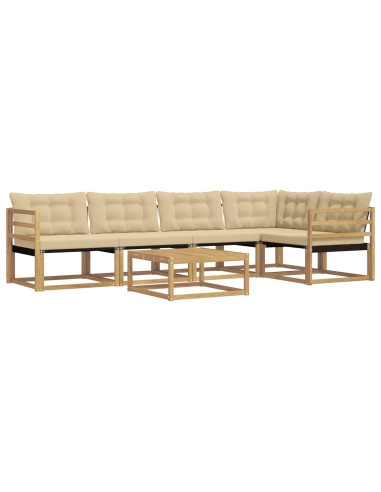 Set di divani da esterno 6 pcs Bianco e Beige 79 x 79 x 37 cm