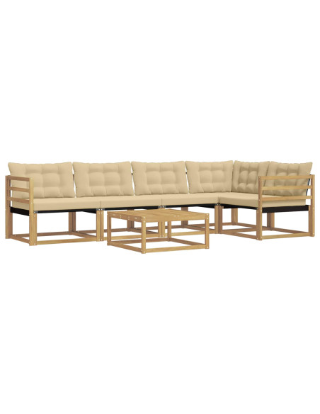 Set di divani da esterno 6 pcs Bianco e Beige 79 x 79 x 37 cm