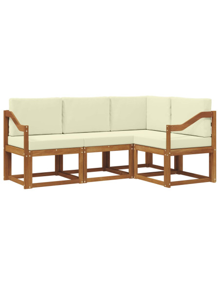 Set di divani da esterno con cuscino 4 pcs Naturale e Crema