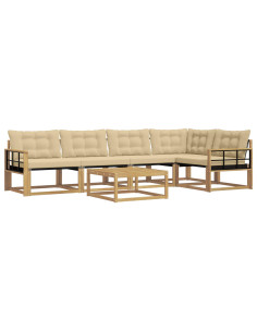 Set di divani da esterno 6 pcs Bianco e Beige 79 x 79 x 37 cm 2