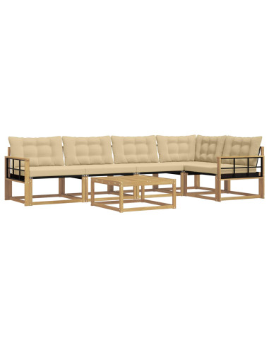 Set di divani da esterno 6 pcs Bianco e Beige 79 x 79 x 37 cm