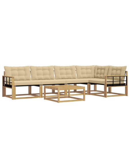 Set di divani da esterno 6 pcs Bianco e Beige 79 x 79 x 37 cm