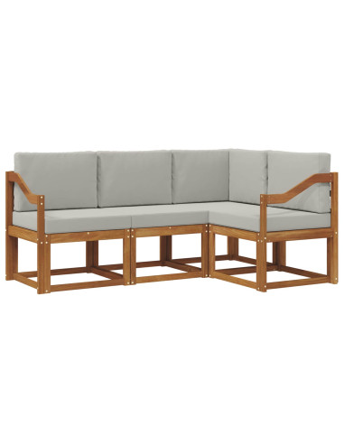 Set di divani da esterno 4 pcs Grigio Naturale e Chiaro