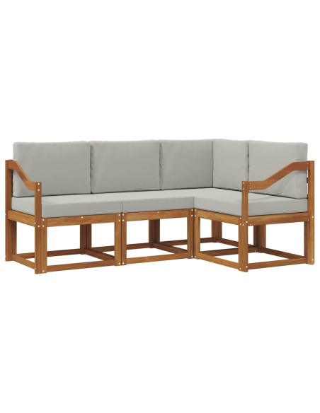 Set di divani da esterno 4 pcs Grigio Naturale e Chiaro