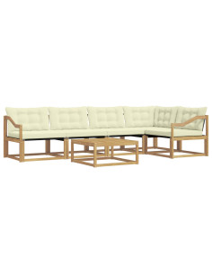 Set di divani da esterno 6 pcs Bianco e Crema 79 x 79 x 37 cm 2
