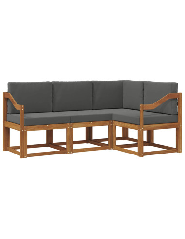 Set di divani da esterno con cuscino 4 pcs Naturale e Antracite