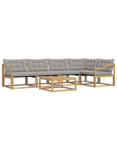 Set di divani da esterno 6 pcs Bianco e Grigio Chiaro 2