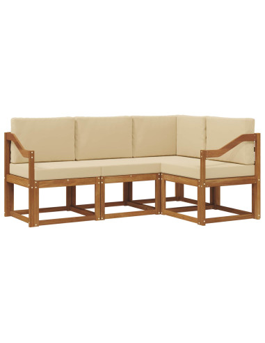 Set di divani da esterno con cuscino 4 pcs Naturale e Beige