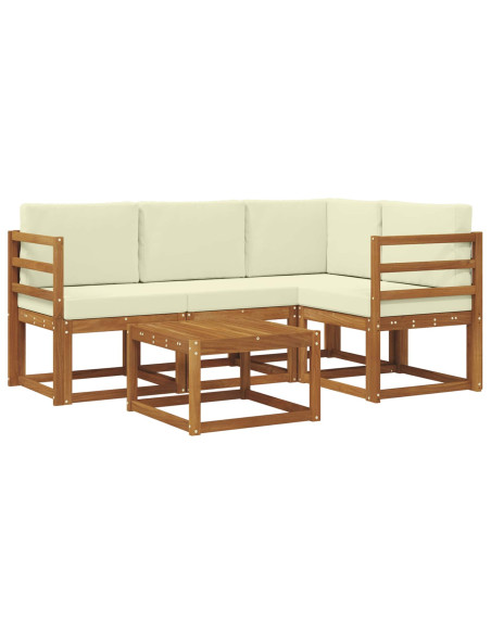Set di divani da esterno con cuscino 5 pcs Naturale e Crema