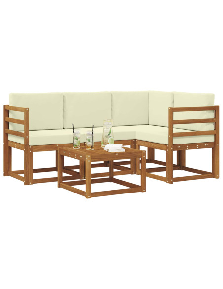 Set di divani da esterno con cuscino 5 pcs Naturale e Crema