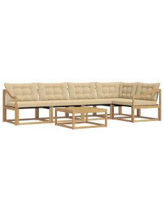 Set di divani da esterno 6 pcs Bianco e Beige 79 x 79 x 37 cm 2