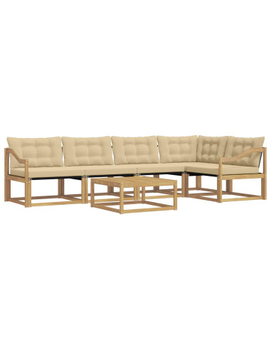 Set di divani da esterno 6 pcs Bianco e Beige 79 x 79 x 37 cm