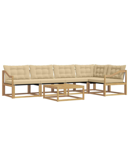 Set di divani da esterno 6 pcs Bianco e Beige 79 x 79 x 37 cm