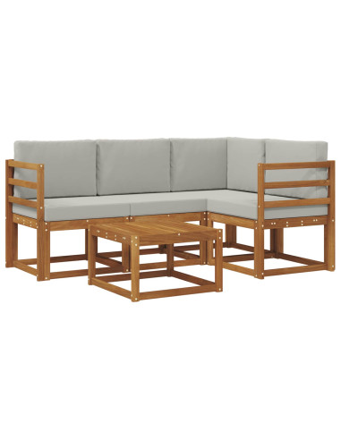 Set di divani da esterno 5 pcs Grigio Naturale e Chiaro