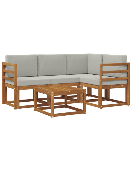 Set di divani da esterno 5 pcs Grigio Naturale e Chiaro