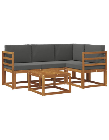 Set di divani da esterno con cuscino 5 pcs Naturale e Antracite