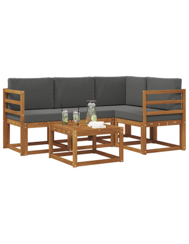 Set di divani da esterno con cuscino 5 pcs Naturale e Antracite
