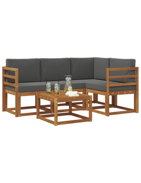 Set di divani da esterno con cuscino 5 pcs Naturale e Antracite