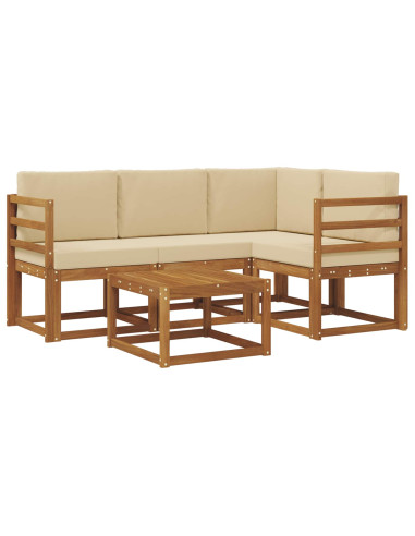 Set di divani da esterno con cuscino 5 pcs Naturale e Beige
