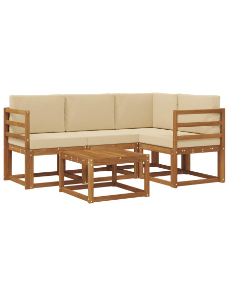 Set di divani da esterno con cuscino 5 pcs Naturale e Beige