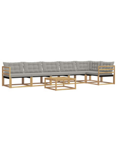 Set di divani da esterno 7 pcs Bianco e Grigio Chiaro 2