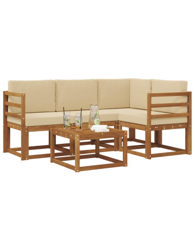 Set di divani da esterno con cuscino 5 pcs Naturale e Beige