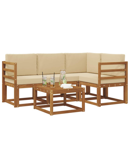 Set di divani da esterno con cuscino 5 pcs Naturale e Beige