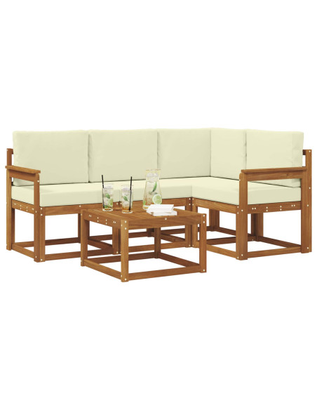 Set di divani da esterno con cuscino 5 pcs Naturale e Crema