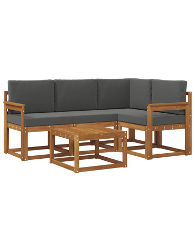 Set di divani da esterno con cuscino 5 pcs Naturale e Antracite
