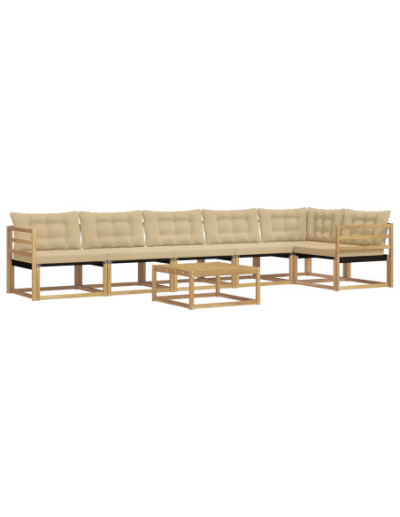 Set di divani da esterno 7 pcs Bianco e Beige 79 x 79 x 37 cm