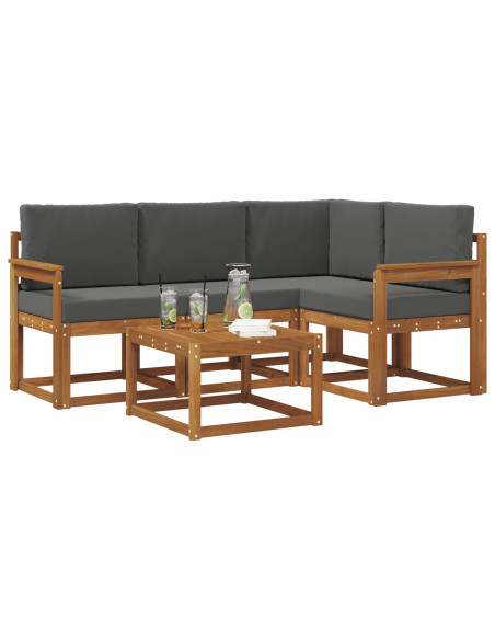 Set di divani da esterno con cuscino 5 pcs Naturale e Antracite