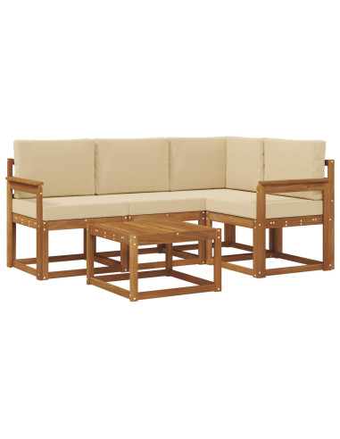 Set di divani da esterno con cuscino 5 pcs Naturale e Beige