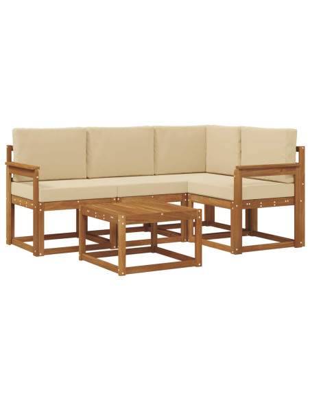 Set di divani da esterno con cuscino 5 pcs Naturale e Beige