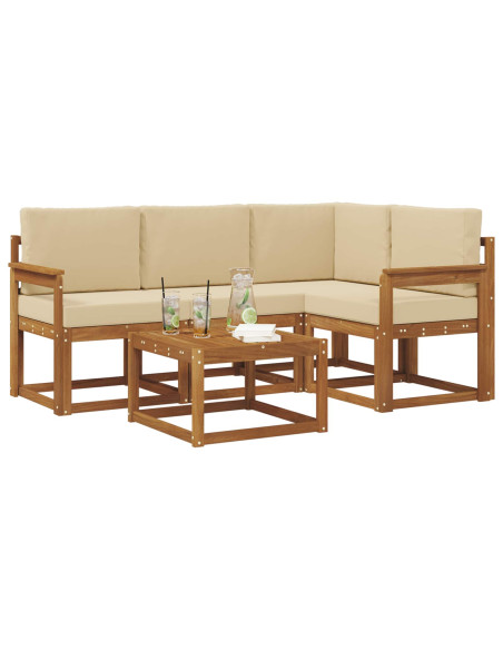 Set di divani da esterno con cuscino 5 pcs Naturale e Beige