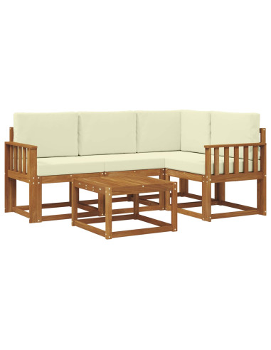 Set di divani da esterno con cuscino 5 pcs Naturale e Crema