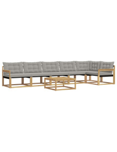 Set di divani da esterno 7 pcs Bianco e Grigio Chiaro 2